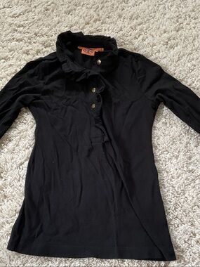 Tory Burch Black Ruffle “Lidia” Blouse